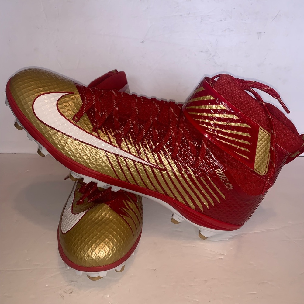 NIKE FOOTBALL CLEATS RED/GOLD 847588-728 Sz 18.